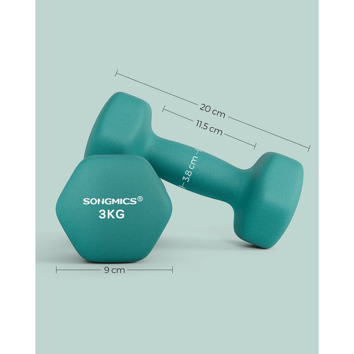 Set of 2 Dumbbells 2 x 3 kg Teal