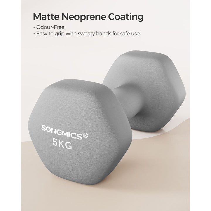 Set of 2 Dumbbells 2 x 5 kg Grey
