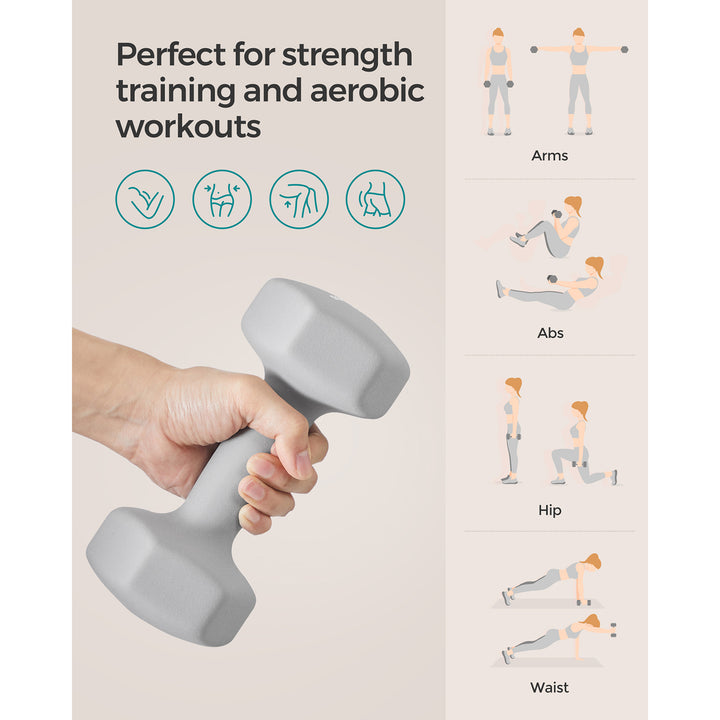 Set of 2 Dumbbells 2 x 5 kg Grey