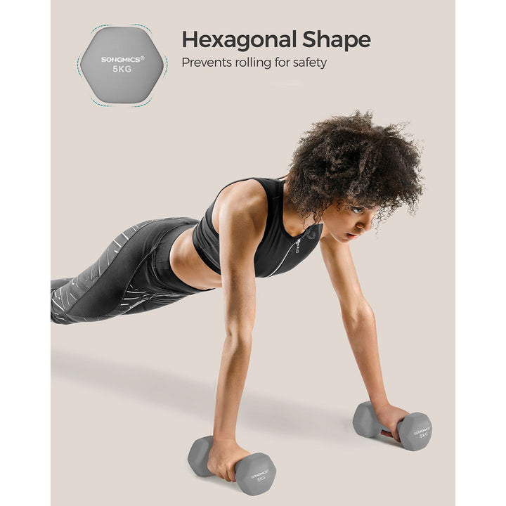 Set of 2 Dumbbells 2 x 5 kg Grey