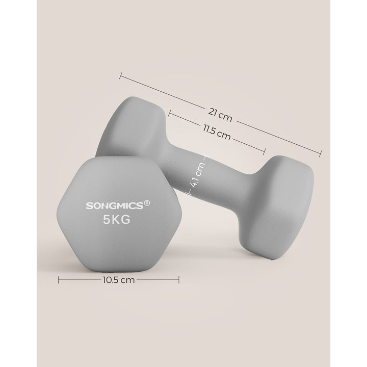 Set of 2 Dumbbells 2 x 5 kg Grey