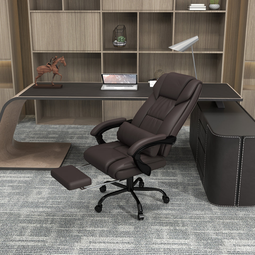 Vinsetto 6-Point PU Leather Massage Office Chair, Reclining Chair Height Adjustable Computer Chair with Footrest, Swivel Wheels, Remote