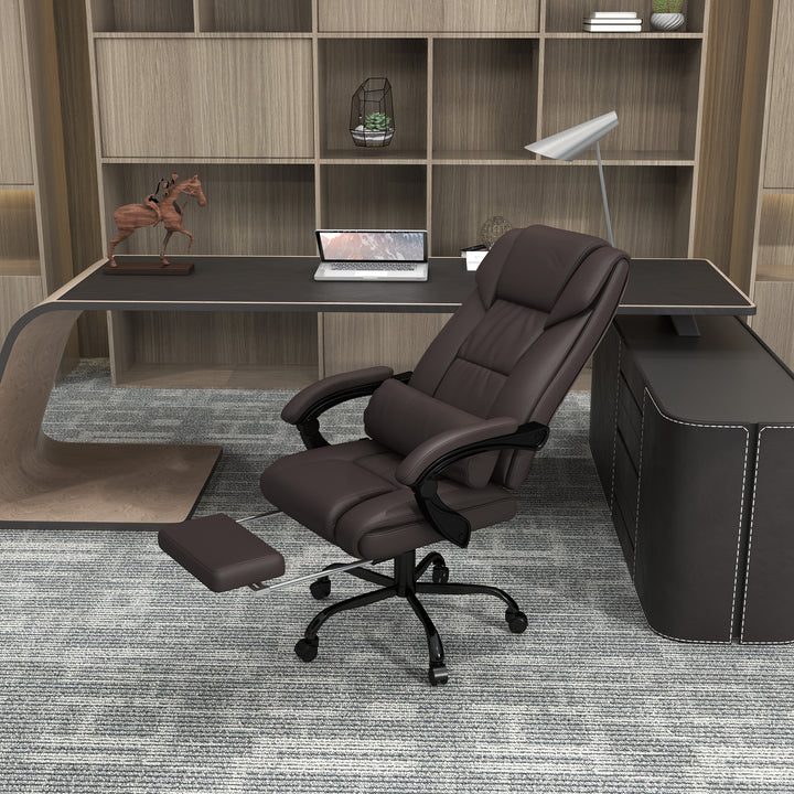 Vinsetto 6-Point PU Leather Massage Office Chair, Reclining Chair Height Adjustable Computer Chair with Footrest, Swivel Wheels, Remote