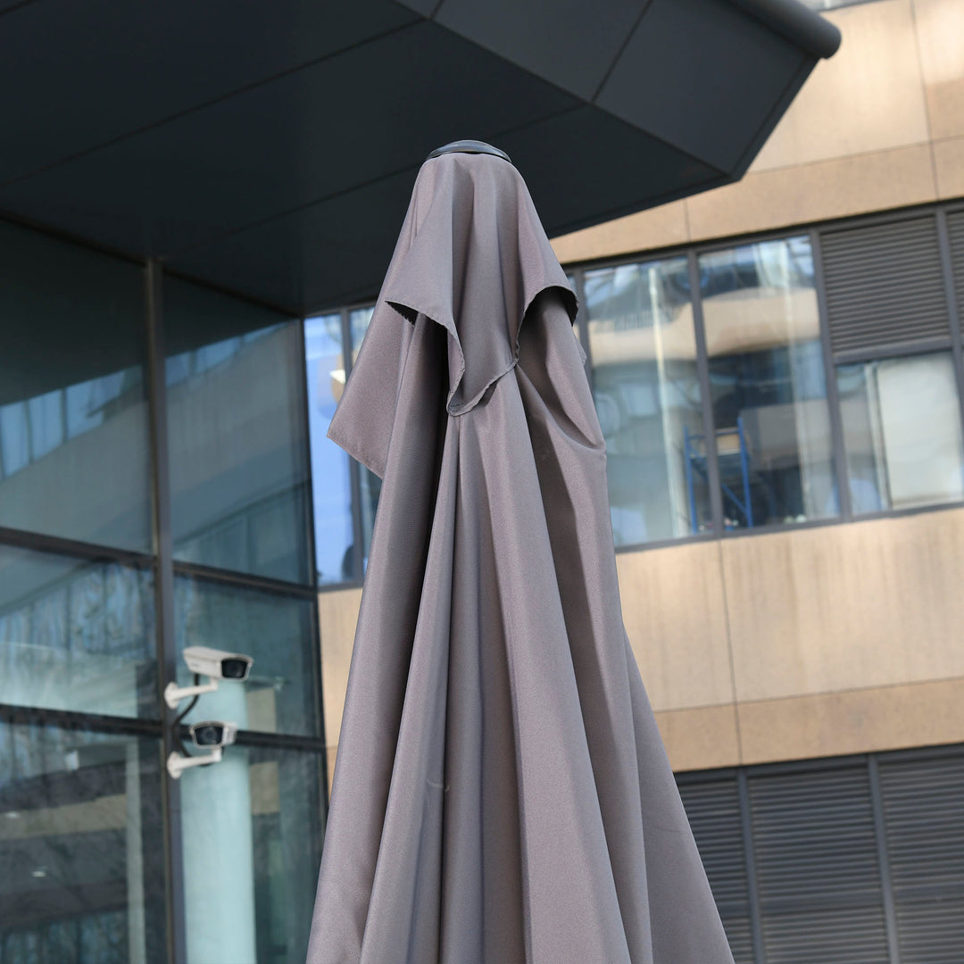 Balcony Half Parasol Semi Round Umbrella Patio Crank Handle (2.3m, Grey)- NO BASE INCLUDED