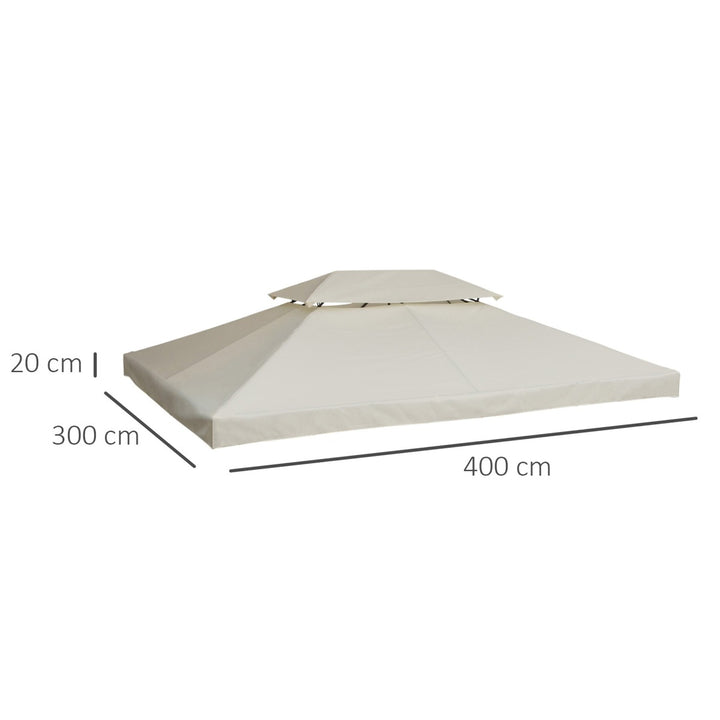 Outsunny 3x4m Gazebo Replacement Roof Canopy 2 Tier Top UV Cover Garden Patio Outdoor Sun Awning Shelters Cream (TOP ONLY)