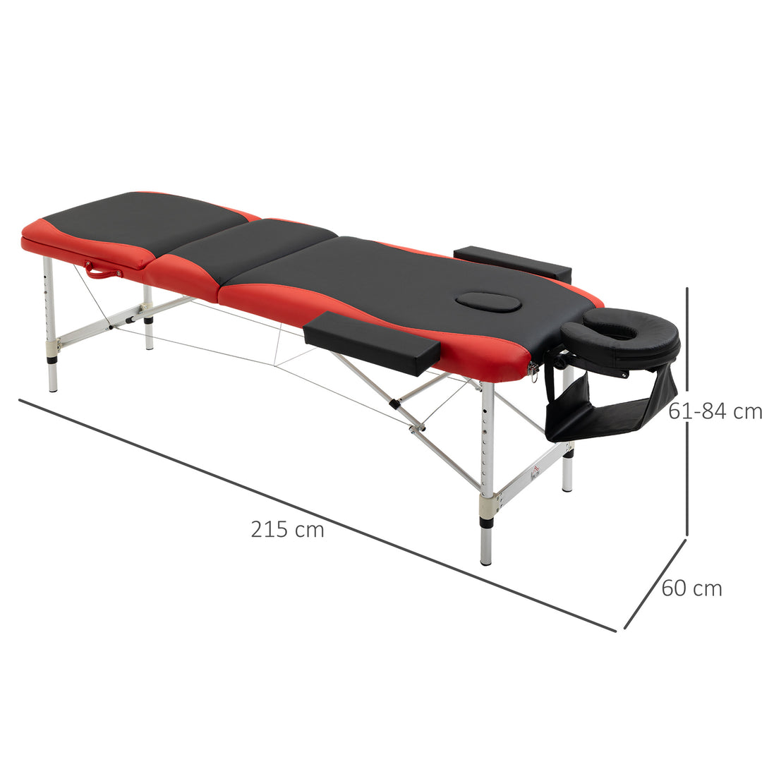 Foldable Massage Table Professional Salon SPA Facial Couch Bed Black and Red