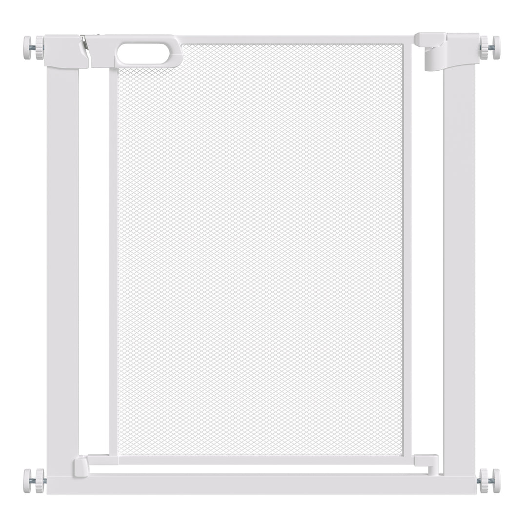 PawHut Pressure Fit Safety Gate for Doors and Stairs, Dog Gate with Auto Close, Pet Barrier for Hallways, with Double Locking Openings 75-82 cm White