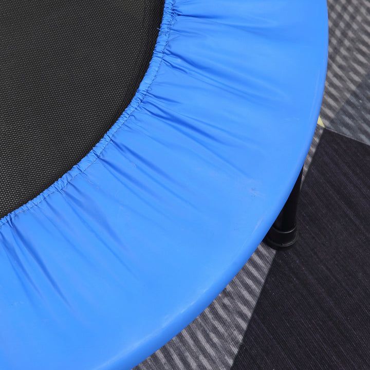 Soozier Φ100cm Foldable Mini Fitness Trampoline Home Gym Yoga Exercise Rebounder Indoor Outdoor Jumper w/ Safety Pad, Blue and Black
