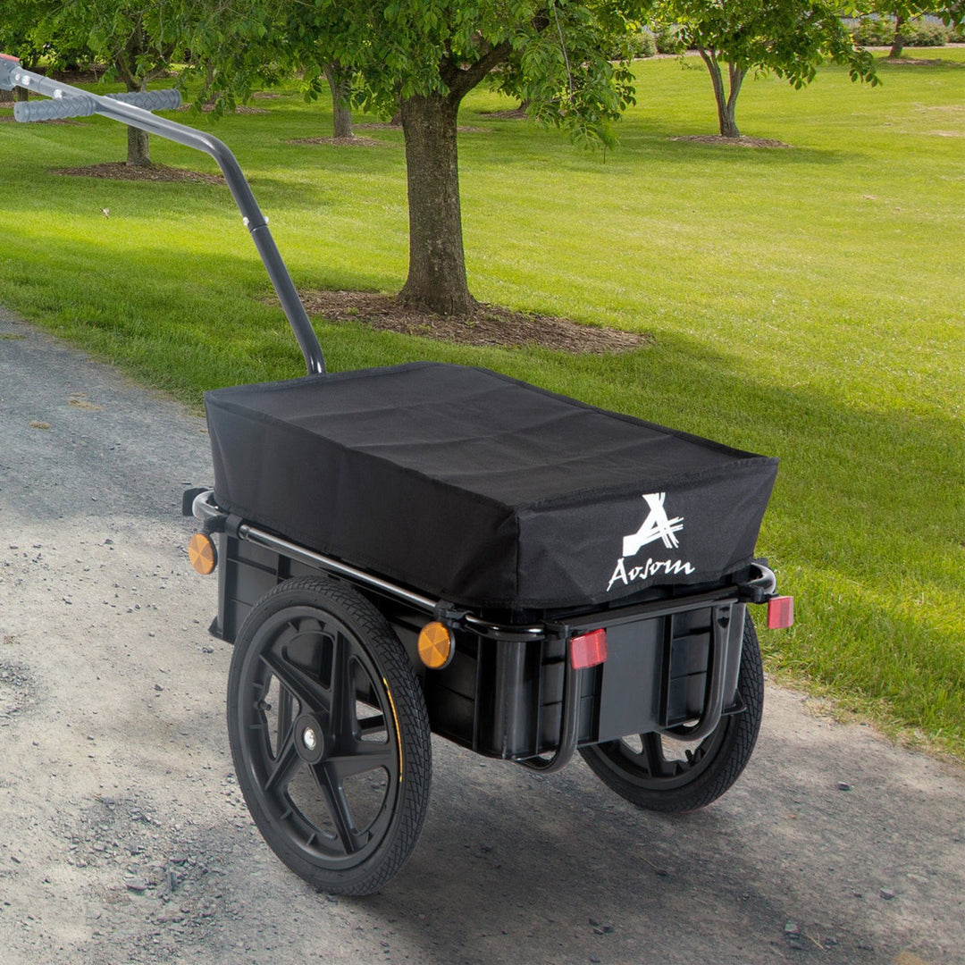Bicycle Trailer Cargo Jogger Luggage Storage Stroller with Towing Bar - Black