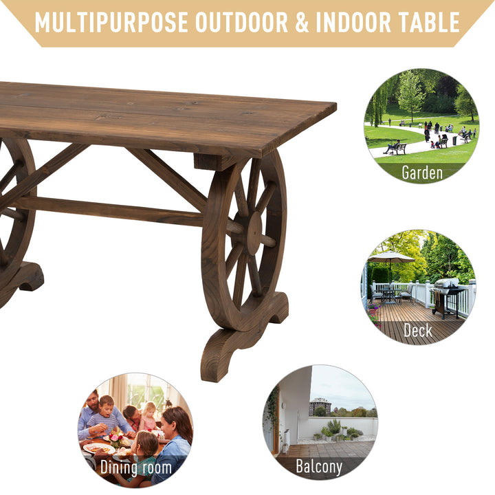 Outdoor Garden Coffee Table Dinning Table Patio Display Desk Natural Fir Wood Water-Resistant
