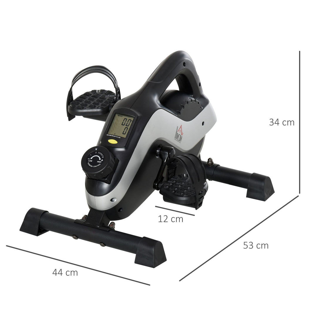 HOMCOM Mini Exercise Bike Under Desk Bike 8 Levels Magnetic Resistance Stationary Bike Leg Fitness w/ LCD Display