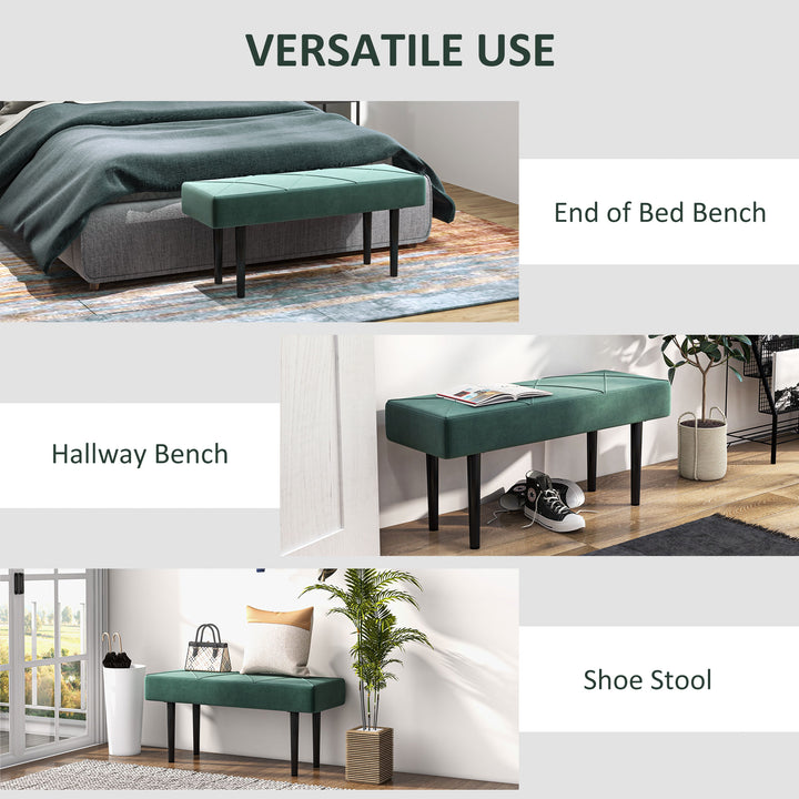 End of Bed Bench with X-Shape Design and Steel Legs, Upholstered Hallway Bench for Bedroom, Green