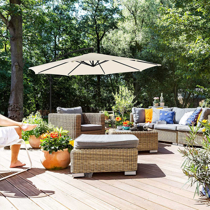 SONGMICS Cantilever Garden Patio Umbrella with Base