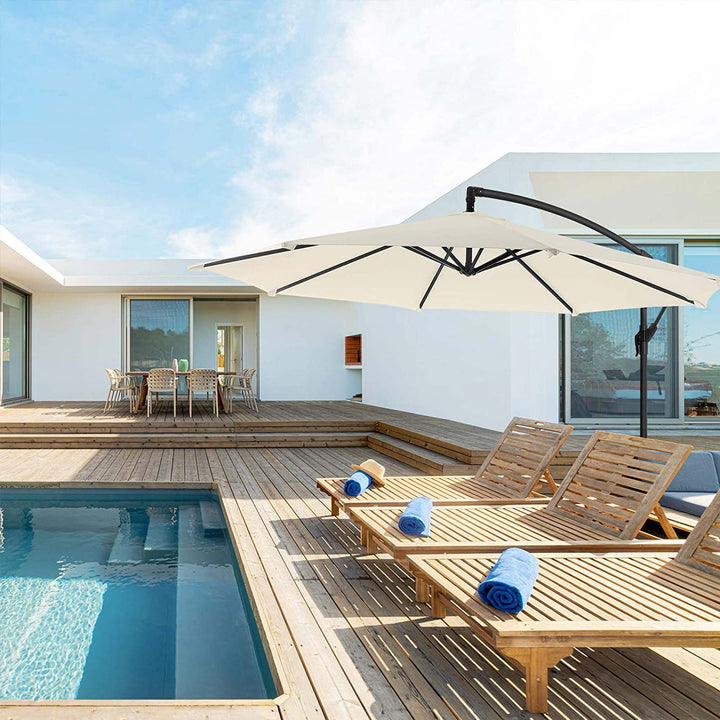 SONGMICS Cantilever Garden Patio Umbrella with Base