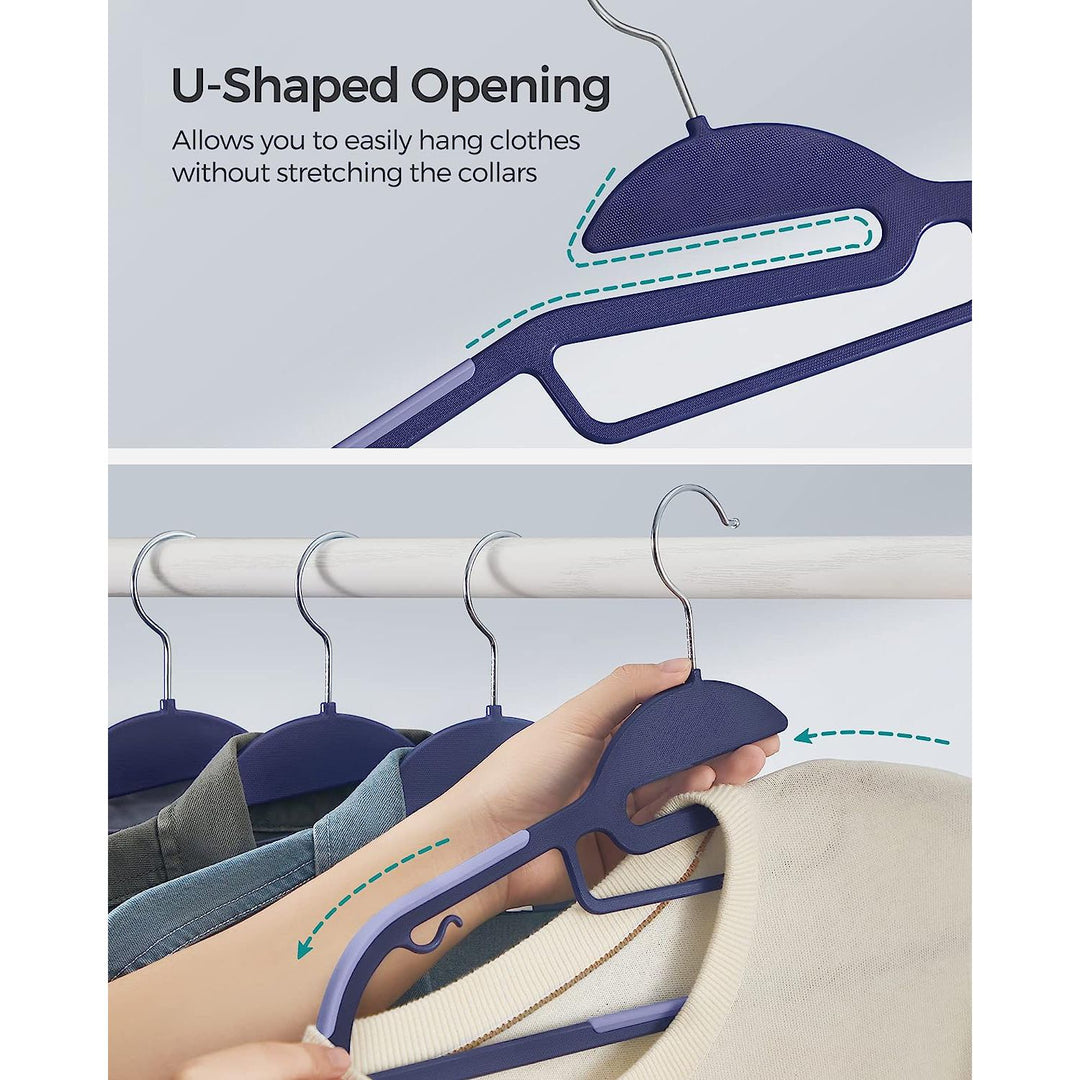 SONGMICS Set of 20 Plastic Hangers Dark Blue Ash and Light Blue Ash