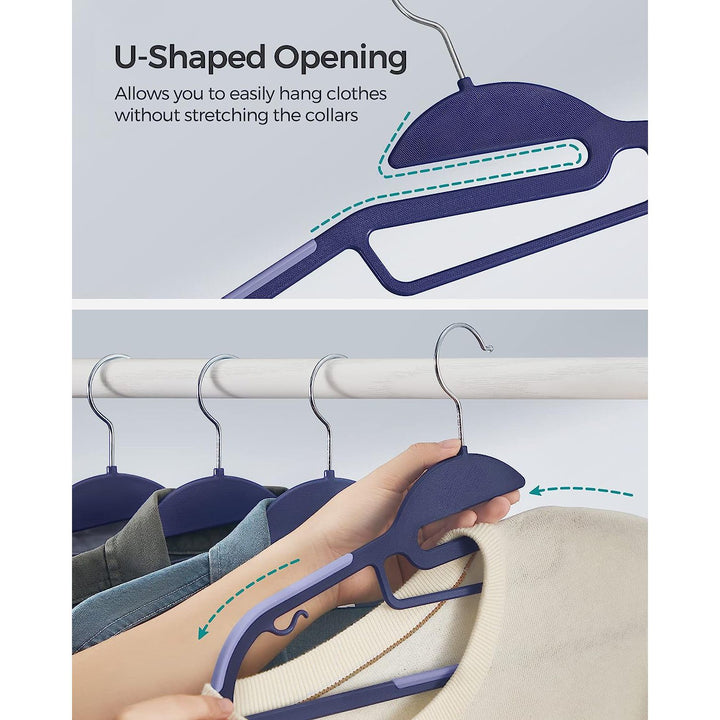 SONGMICS Set of 20 Plastic Hangers Dark Blue Ash and Light Blue Ash