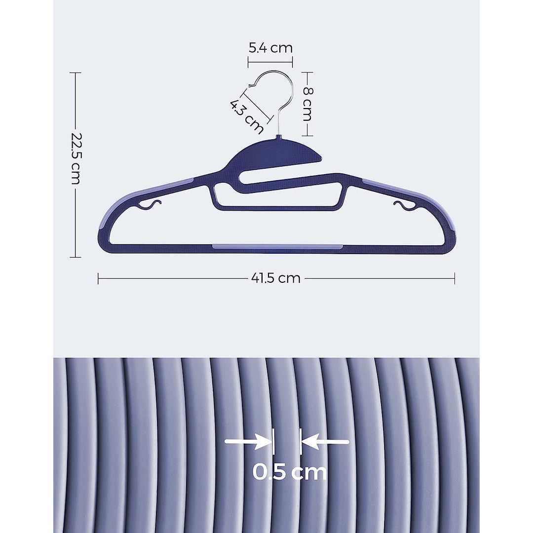 SONGMICS Set of 20 Plastic Hangers Dark Blue Ash and Light Blue Ash