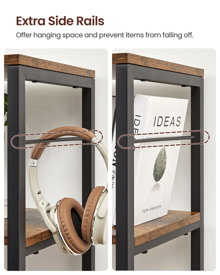 6-Tier Bookshelf Rustic Brown and Black 30 x 120 x 172.5 cm