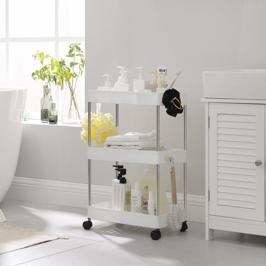 White Storage Trolley with 3 Baskets