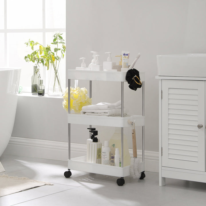 White Storage Trolley with 3 Baskets