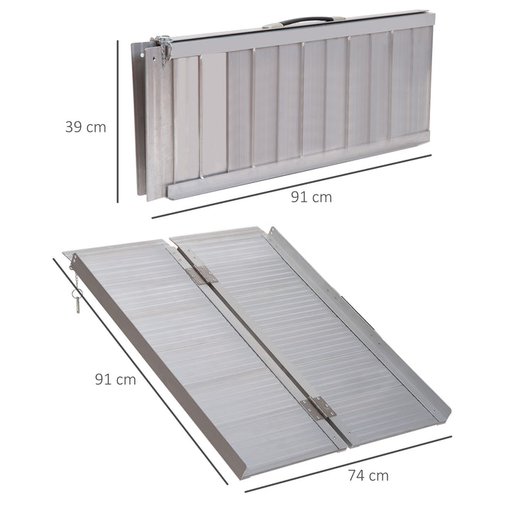 3ft Folding Aluminum Wheelchair Ramp Scooter Portable Mobility Assist Suitcase Access Aid Disabled