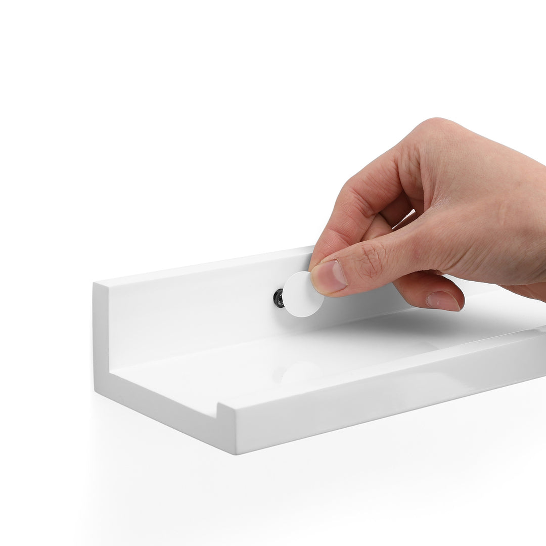 Set of 2 White Wall-Mounted Picture Ledge