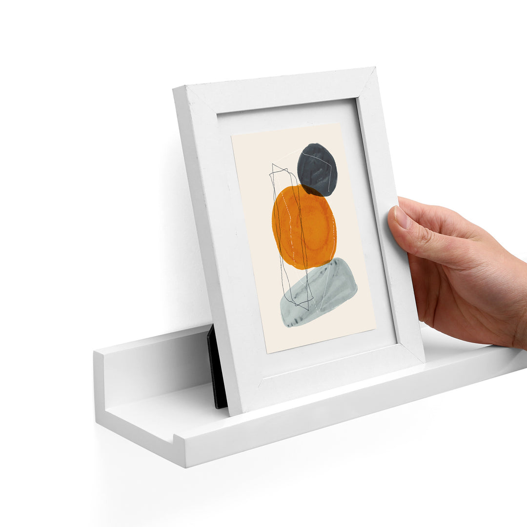 Set of 2 White Wall-Mounted Picture Ledge