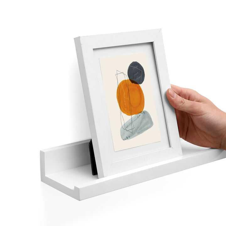 Set of 2 White Wall-Mounted Picture Ledge