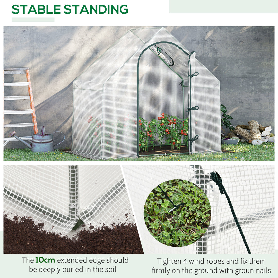 Outsunny Walk-In Greenhouse Vegetable Plant herb Garden Grow House w/ Window Roll-Up Door Steel Frame All-Year Portable, 180 x 100 x 168cm, White