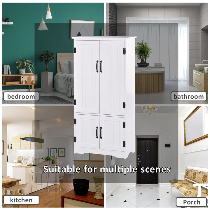 Accent Floor Storage Cabinet Kitchen Pantry with Adjustable Shelves and 2 Lower Doors, White