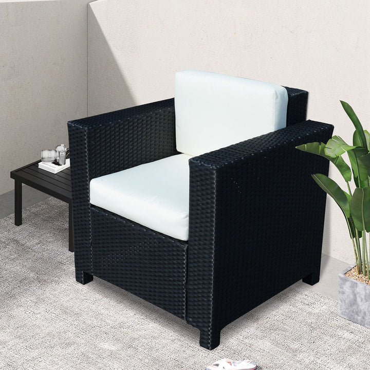 Rattan Garden All-Weather Wicker Single Sofa - Black