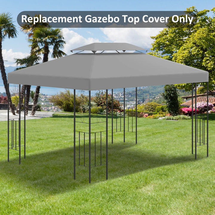 3x4m Gazebo Replacement Roof Canopy 2 Tier Top UV Cover Garden Patio Outdoor Sun Awning Shelters Light Grey (TOP ONLY)