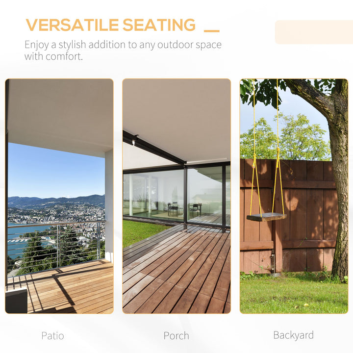 Outsunny Outdoor Outdoor Wooden 2-Seater Poch Swing Chair Hanging Hammock Garden Furniture,Natural Porch Bench Chains