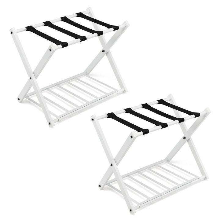 2 Piceces 2-Tiers Folding Luggage Rack Set-White