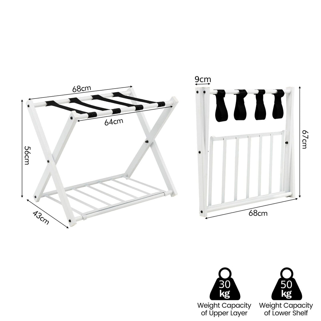 2 Piceces 2-Tiers Folding Luggage Rack Set-White