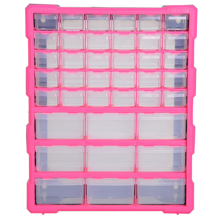 39 Drawer Storage Cabinets, 38Lx16Dx47.5H cm, Plastic-Rose Red