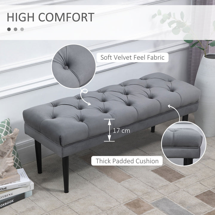 Entryway Bench, Bed End Bench, Button Tufted Window, Bedroom, Hallway, Grey