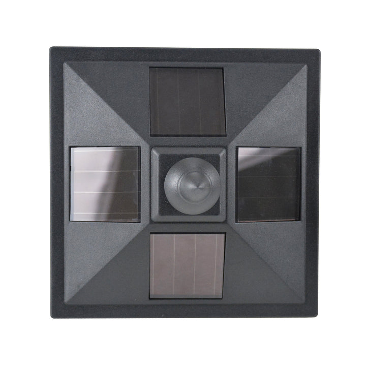 Outdoor Solar Powered Post Lamp Sensor Dimmable LED Lantern Bollard Pathway 1.2M Tall – Black