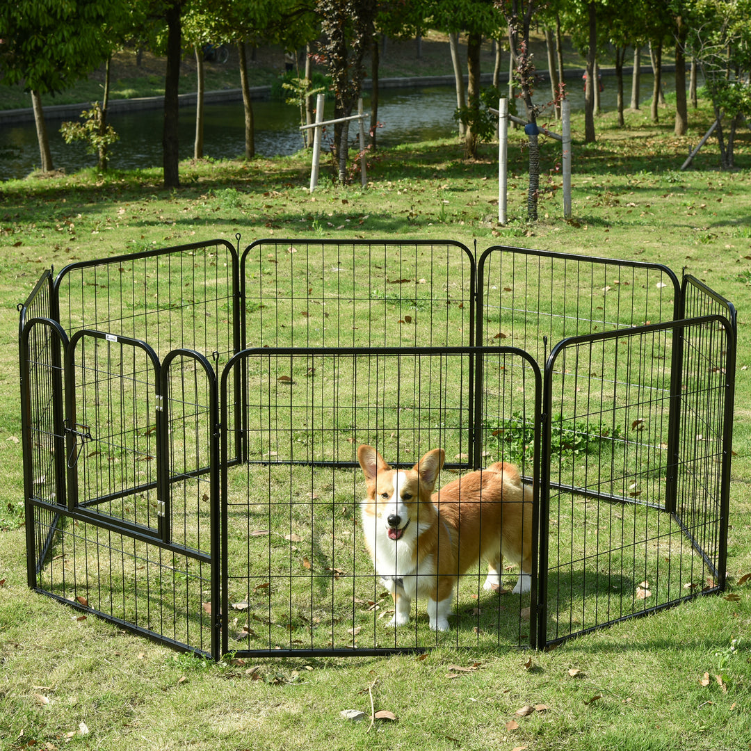 PawHut Heavy Duty 8 Panel Dog Pet Playpen for Puppy Rabbit Enclosure Foldable Indoor Outdoor 80 x 80 cm