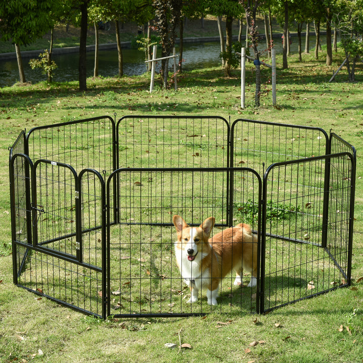 PawHut Heavy Duty 8 Panel Dog Pet Playpen for Puppy Rabbit Enclosure Foldable Indoor Outdoor 80 x 80 cm