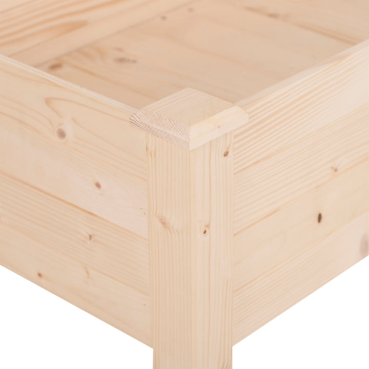 Garden Wooden Planters_ Non-Woven Fabric, Rectangular Raised Bed,Fir Wood_Indoor/Outdoor, 122.5Lx56.5Wx76H cm