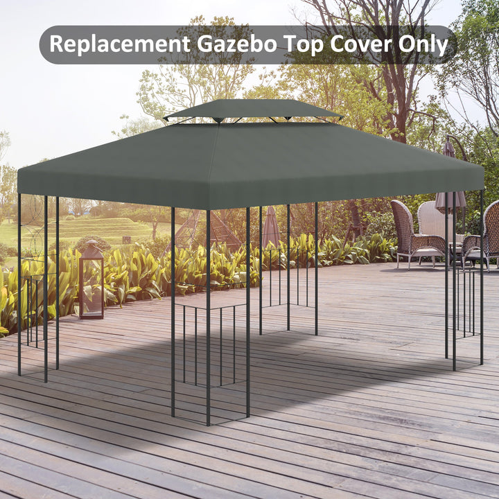 3x4m Gazebo Replacement Roof Canopy 2 Tier Top UV Cover Garden Patio Outdoor Sun Awning Shelters Deep Grey (TOP ONLY)