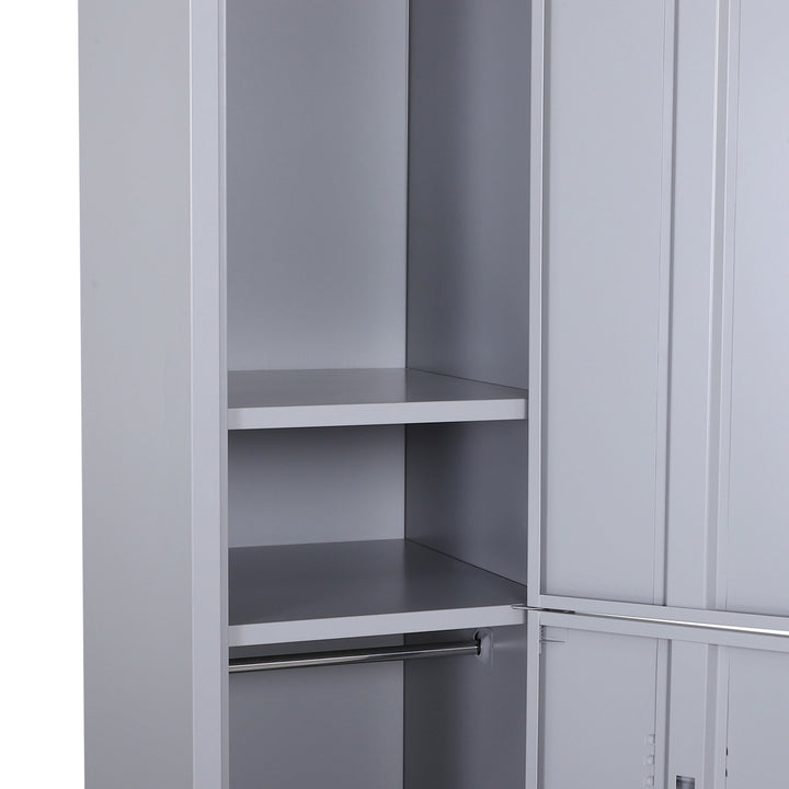 Locker Cabinet Storage Cold Rolled Steel w/ Shelves Vertical Cupboard Grey 38 x 46 x 180 cm