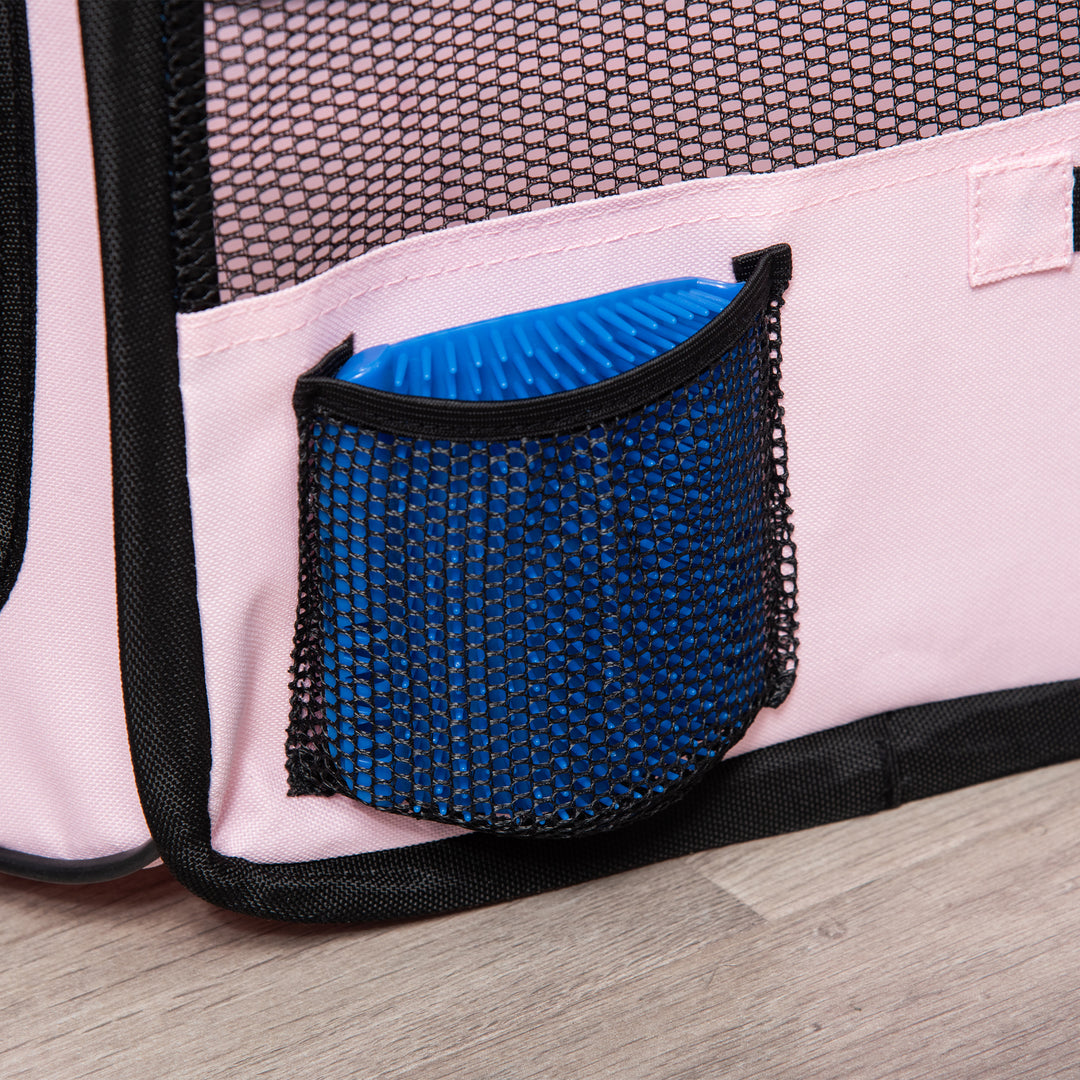 PawHut Fabric Pet Dog Cat Puppy Playpen Rabbit Guinea Pig in Pink Small L37 x H37cm x D90cm