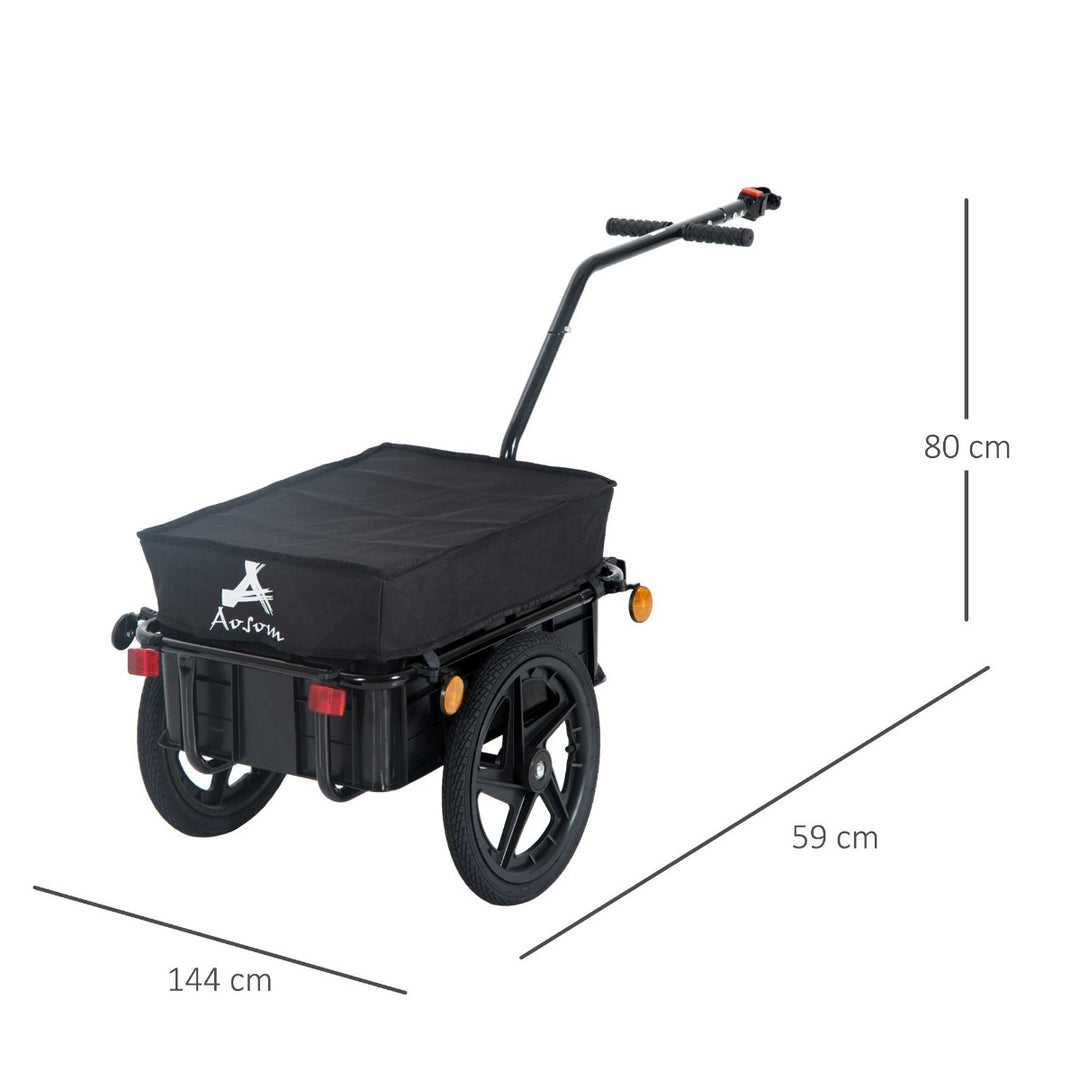 Bicycle Trailer Cargo Jogger Luggage Storage Stroller with Towing Bar - Black