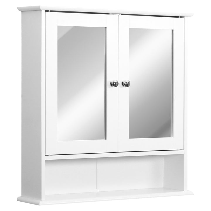 Kleankin Wall-mounted Bathroom Cabinet Mirror Door, 56L x 13W x 58Hcm-White