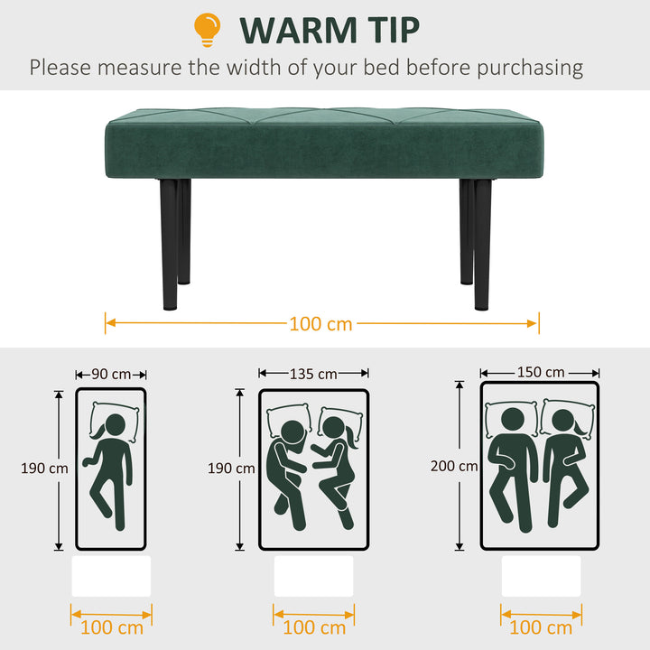 End of Bed Bench with X-Shape Design and Steel Legs, Upholstered Hallway Bench for Bedroom, Green