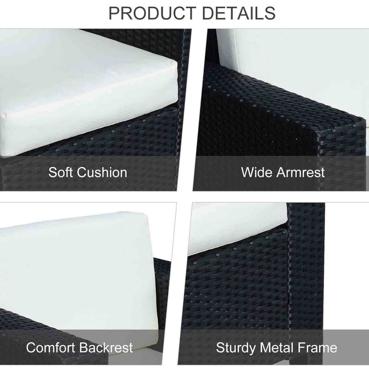 Rattan Garden All-Weather Wicker Single Sofa - Black