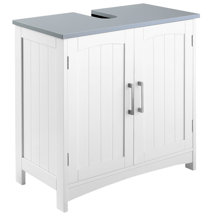 Pedestal Under Sink Cabinet with Double Doors, Modern Bathroom Vanity Unit, Storage Cupboard with Adjustable Shelves, White