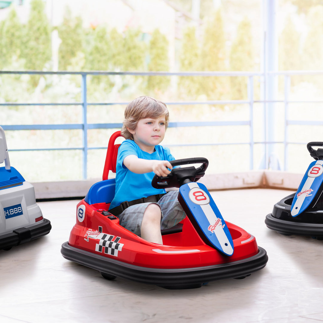 Electric Kids Bumper Car, 6V 360-Degree Rotation Waltzer Car, Battery Powered Ride on Car with 2 Speeds, Music, Horn and Lights, Gift for 18-48 Months - Red